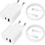 2 pi�ces chargeur usb c, 20w usbc rapide prise avec 2 pi�ces 1m cable, prise usb adaptateur secteur universel ...