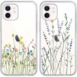 2 pices coque pour iphone 12 mini 5, 4 , ultra fine souple transparente silicone tpu avec motif fleur ...