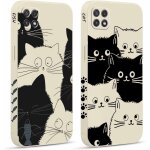 2 pices coque pour samsung galaxy a22 5g 6, 6 , etui avec chat poisson mignon motif antichoc amusante ...