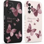 2 pices coque pour samsung galaxy a33 5g 6, 4 , etui avec violet pente papillon mignon amusante peint ...