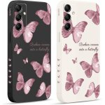 2 pi�ces coque pour samsung galaxy a35 5g 6, 6 , etui avec violet pente papillon mignon amusante peint ...