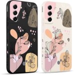 2 pi�ces coque pour samsung galaxy s21 fe 5g 6, 4 , etui avec amusante fleur feuilles lat�ral mignon ...