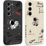 2 pi�ces coque pour samsung galaxy s23 5g 6, 1 , etui avec motif astronaute mignon et peint dessin lat�ral ...