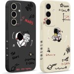2 pices coque pour samsung galaxy s24 + / s24 plus 5g 6, 7 , etui avec motif astronaute mignon peint ...