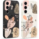 2 pices coque pour samsung galaxy s25 5g 6, 2 , etui avec amusante fleur feuilles latral mignon dessin ...