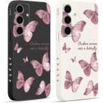 2 pi�ces coque pour samsung galaxy s25 5g 6, 2 , etui avec violet pente papillon mignon amusante peint ...