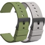 2 pi�ces montre bracelets silicone 22 mm - bracelet de montre � d�gagement rapide caoutchouc noir bleu ...