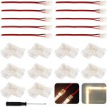 20 pcs connecteur ruban led cob 2 pin pour 8mm, connectique ruban led 2 broches connecteur led cob, 10 ...
