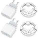 25w chargeur rapide iphone, 4 - pack prise avec 2m cable pour iphone 11 12 13 14 / 14 plus / 14 pro / ...
