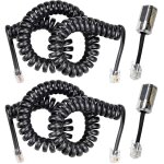 2pcs non enroul� 3m cable telephone fixe cordon combin� t�l�phone c�ble spiral� pour t�l�phone et 2 pcs ...