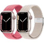 2pcs tress�e pour bracelet apple watch serie 8 / 7 iwatch 3 42mm 38mm femme / homme, boucle unique nylon ...