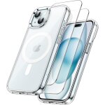 3 en 1 coque magntique pour iphone 15 6, 1 pouces avec lot de 2 films de protection d'cran en verre ...