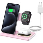 3 in 1 foldable wireless charging station for - inductive charger compatible with iphone 16 / 16 pro ...