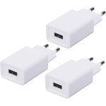 3 pack adaptateur prise usb, 5v / 2a chargeur secteur compatible avec lecteur ebook / jouet / ��couteurs ...