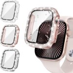 [3 pices] coque d'cran diamond pour apple watch series 10 42mm accessoires, bling coques avec protecteur ...