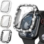 [3 pi�ces] coque d'�cran diamond pour apple watch series 9 / 8 / 7 41mm accessoires, bling coques avec ...