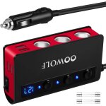 3 prises multiprise allume cigare + 4 ports usb chargeur de voiture qc3. 0 charge rapide 180w 12v / 24v ...