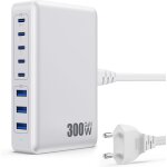 300w chargeur usb c avec 8 ports gan  tech, 100w chargeur rapide pd qc pps prise usb c multiple station ...