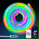 360 degrs rgb smart ic led tube lumineux 5 m, 5 v usb flexible ip67 etanche avec sync musicale minuterie ...