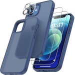 4 en 1 coque pour iphone 12 avec 2 verre tremp� et 1 cam�ra protecteur, [coussin d'air int�gr�] antichoc ...