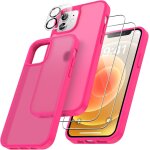 4 en 1 coque pour iphone 12 avec 2 verre tremp� et 1 cam�ra protecteur, [coussin d'air int�gr�] antichoc ...