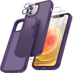 4 en 1 coque pour iphone 12 avec 2 verre tremp� et 1 cam�ra protecteur, [coussin d'air int�gr�] antichoc ...