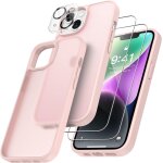 4 en 1 coque pour iphone 14 avec 2 verre tremp� et 1 cam�ra protecteur, [coussin d'air int�gr�] antichoc ...