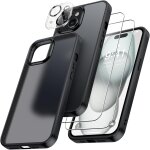 4 en 1 coque pour iphone 15 avec 2 verre tremp� et 1 cam�ra protecteur, [coussin d'air int�gr�] antichoc ...