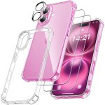 4 en 1 coque pour iphone 16 avec 2 verre tremp� et 1 cam�ra protecteur, [coussin d'air int�gr�] antichoc ...