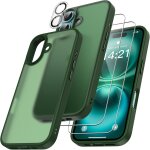 4 en 1 coque pour iphone 16 avec 2 verre tremp� et 1 cam�ra protecteur, [coussin d'air int�gr�] antichoc ...