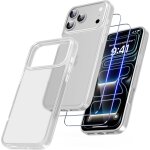 4 en 1 coque pour iphone 17 pro avec 2 verre tremp�, [coussin d'air int�gr�] antichoc antirayures bumper ...