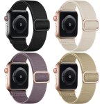 4 pack bracelets compatible avec bracelet apple watch 40mm 41mm 38mm 42mm femmes hommes, band en nylon ...