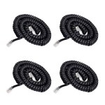 4 pi�ces cable telephone fixe, combin� t�l�phonique c�ble spiral�, cordon combin� t�l�phone rj9, cable ...