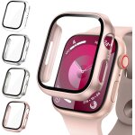 4 pi�ces coque pour apple watch serie 9 8 7 45mm, anti - rayures protection ecran en verre tremp�, coque ...