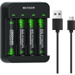 4 piles aa nimh rechargeables avec chargeur 4 emplacements charge rapide