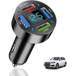 4 ports chargeur voiture usb 66w, chargeur allume cigare usb a, charge rapide, avec voltmtre led pour ...