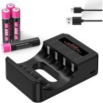 4 slots chargeur piles rechargeable charge rapide pour aa aaa rechargeable avec port usb - c (4 slots ...