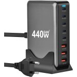 440w chargeur usb c, 8 ports multiple gan chargeur secteur avec 5 usb - c et 3 usb - a, chargeur rapide ...