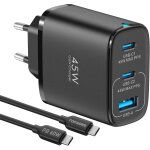 45w usb c charger, 3 port fast charger for samsung galaxy s24 / s23 / s22 / s21 ultra / s20 / s20 + / ...