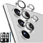 [5 + 5 pieces] protection camera objectif pour samsung galaxy s23 ultra 5g verre trempe et cadre en aluminium ...