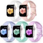 5pack bracelets compatible avec apple watch bracelet 41mm 38mm 40mm 42mm, sangles sport silicone souple ...