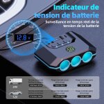 7 in 1 allume cigare usb c, 4 ports 120w multi prise chargeur allume cigare, prise allume cigare 12v ...