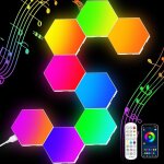 8 pack applique murale hexagonale, synchronisation de musique, panneau lumineux hexagonal led rgb applique ...