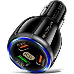 90w allume cigare usb c, pd qc 30w charge rapide chargeur voiture pour iphone, tablet, samsung galaxy, ...