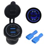 Adaptateur de chargeur de voiture etanche double usb qc3. 0, avec interrupteur tactile on / off, lumi�re ...