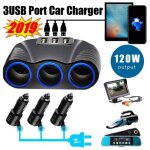 Adaptateur de chargeur de voiture pour tlphone portable, port 3usb, adaptateur allume - cigare 120w ...
