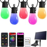 Aiou - guirlande lumineuse exterieur solaire 15m, app&tlcommande intelligente dreamcolor guinguette ...
