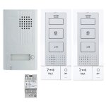 Aiphone - kit portier audio 2 fils platine saillie alu 1 bouton 1 transformateur 2 postes intercommunication ...