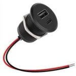 Aluminium 12vcc prise de chargeur usb c de caravane, 24w double charge rapide qc 3. 0 et pd 3. 0 adaptateur ...