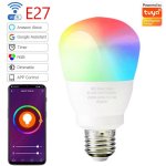 Ampoule connect�e wifi, lampe led rgb, variable, 9w, e27, e26, avec application smart life, commande ...